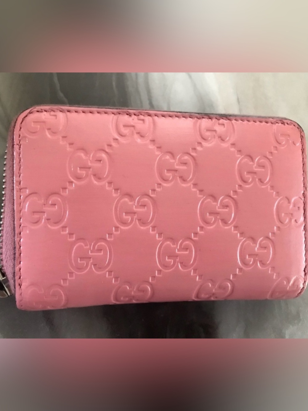Authentic Gucci Pink Embossed GG Zip-Around Wallet 🌷🌷